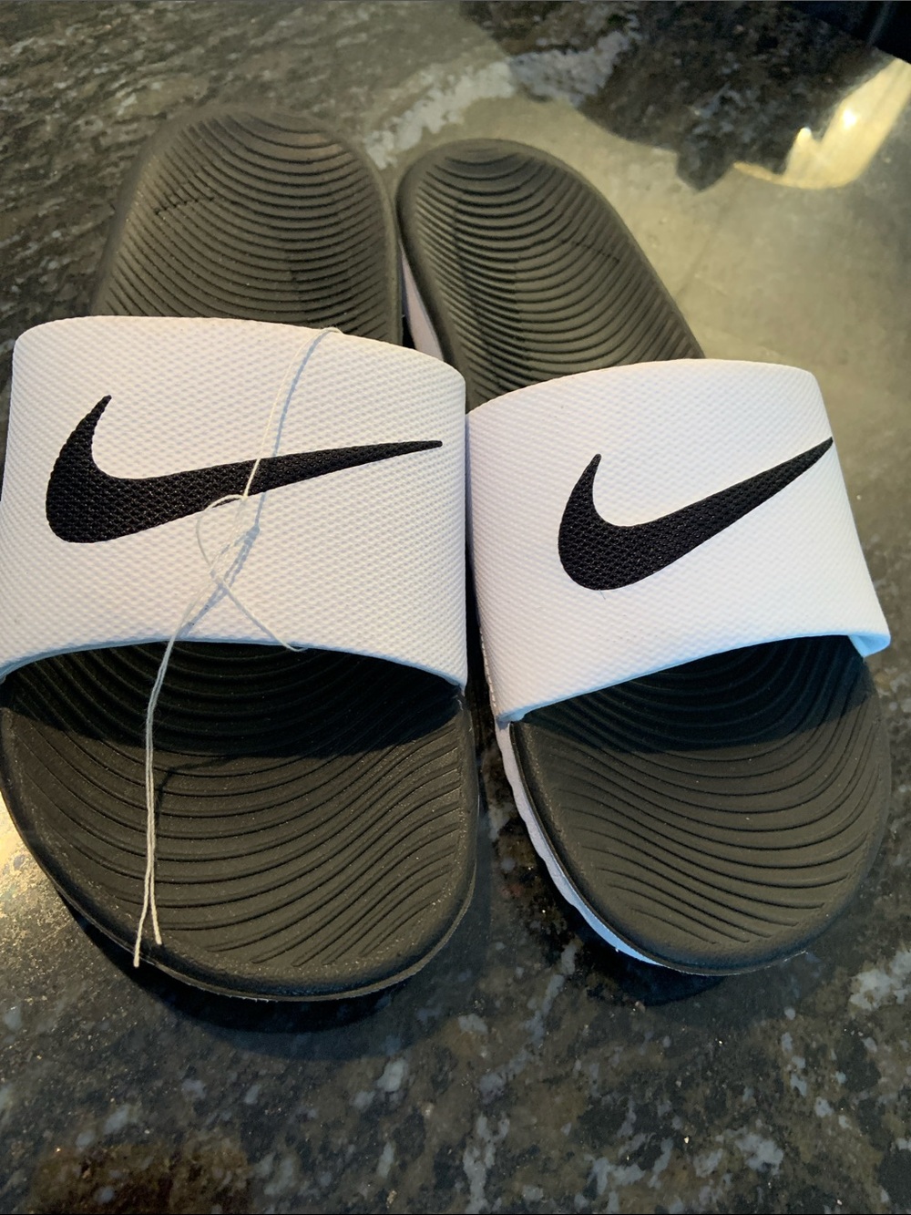 Nike Black and White Slide Sandals with Swoosh